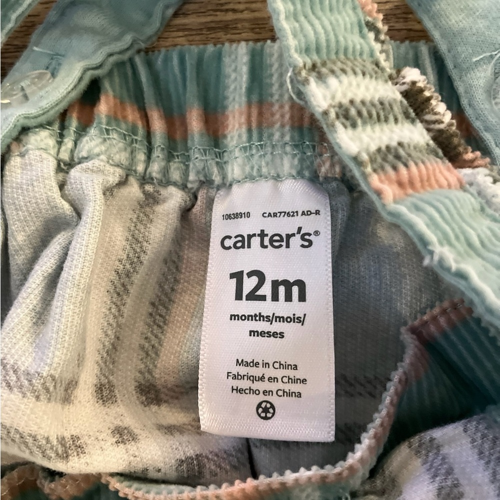 Carter’s Plaid Corduroy Jumper Dress with White Tights 12 Months - Picture 3 of 3